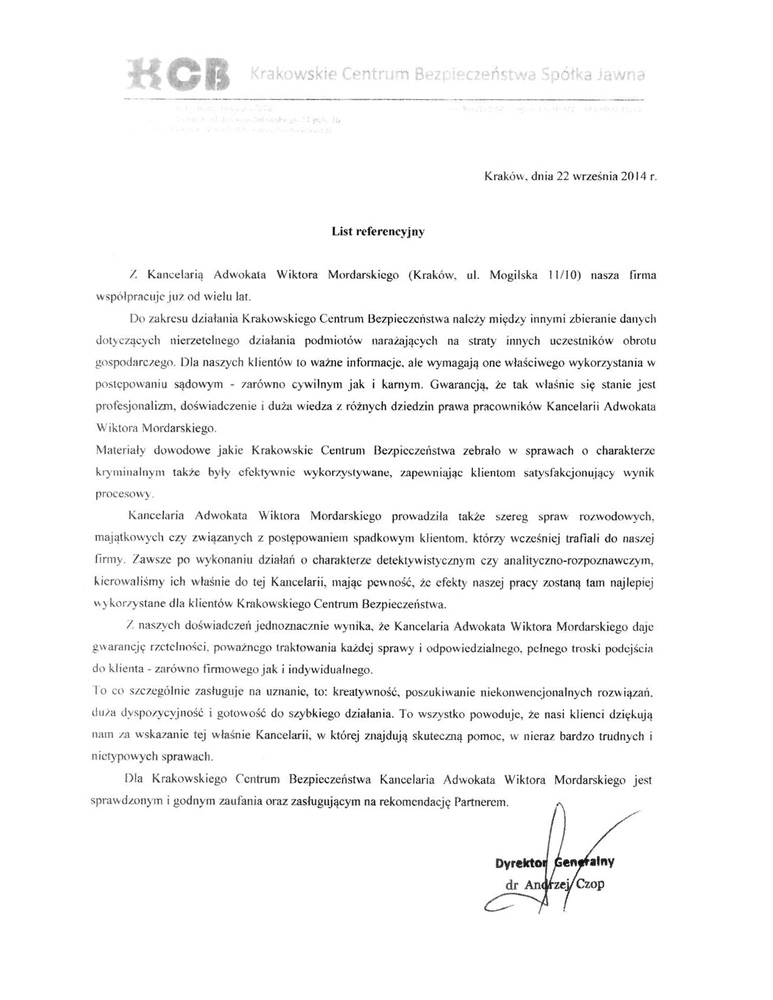 Referencje - Krakowskie Centrum Bezpieczeństwa